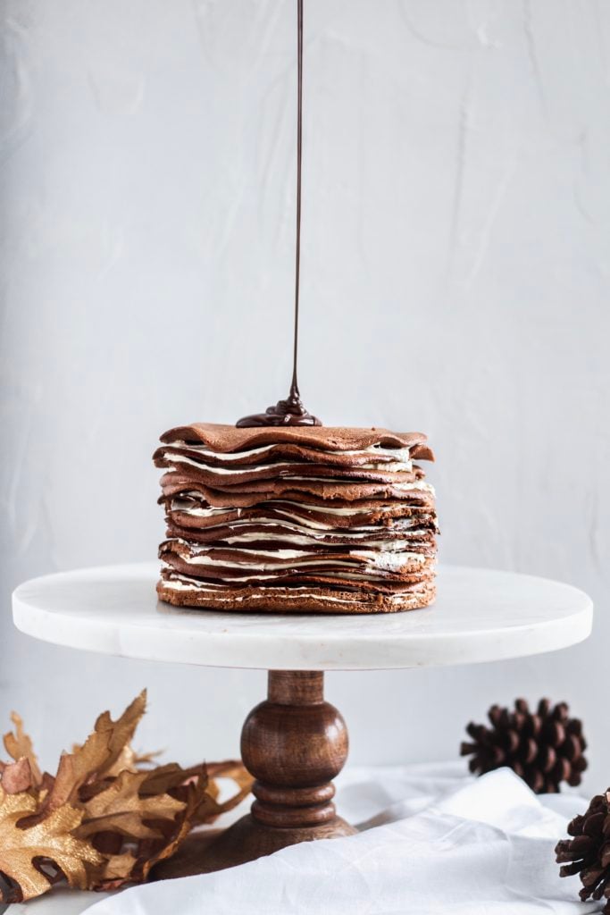 dripping the chocolate ganache