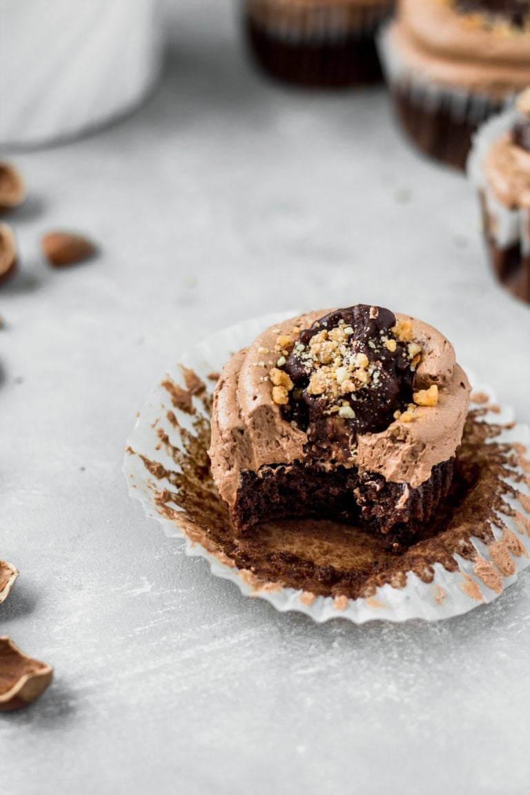 Double Chocolate Hazelnut Praline Cupcakes