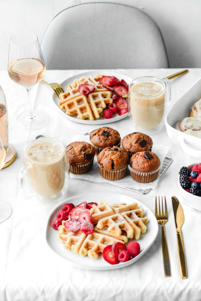waffles, muffins and coffee
