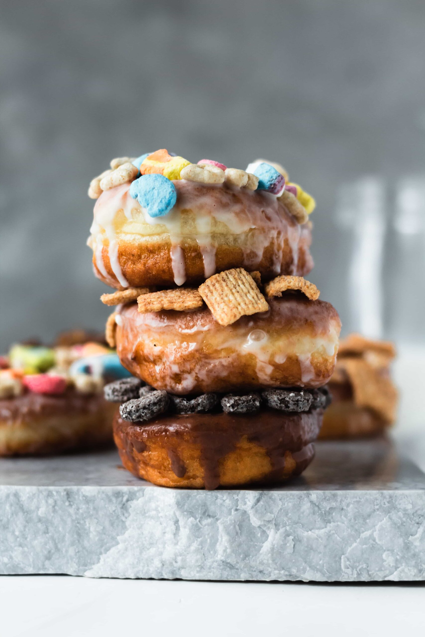 3 stacked donuts