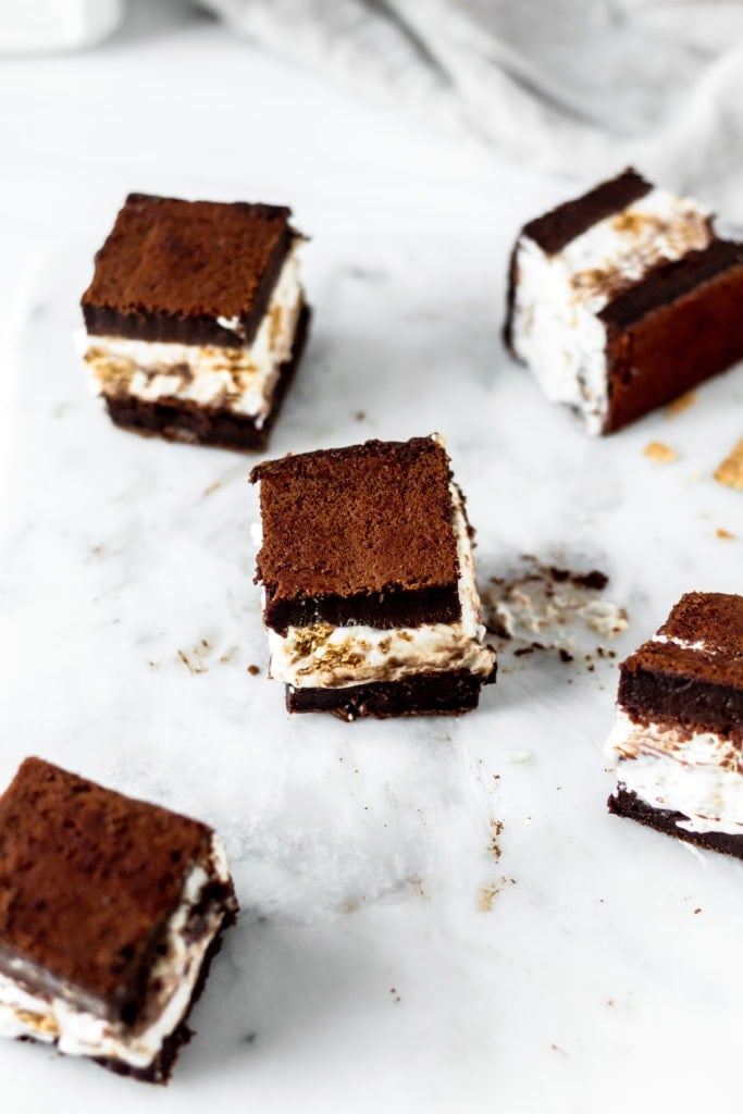 Angled brownie sandwiches