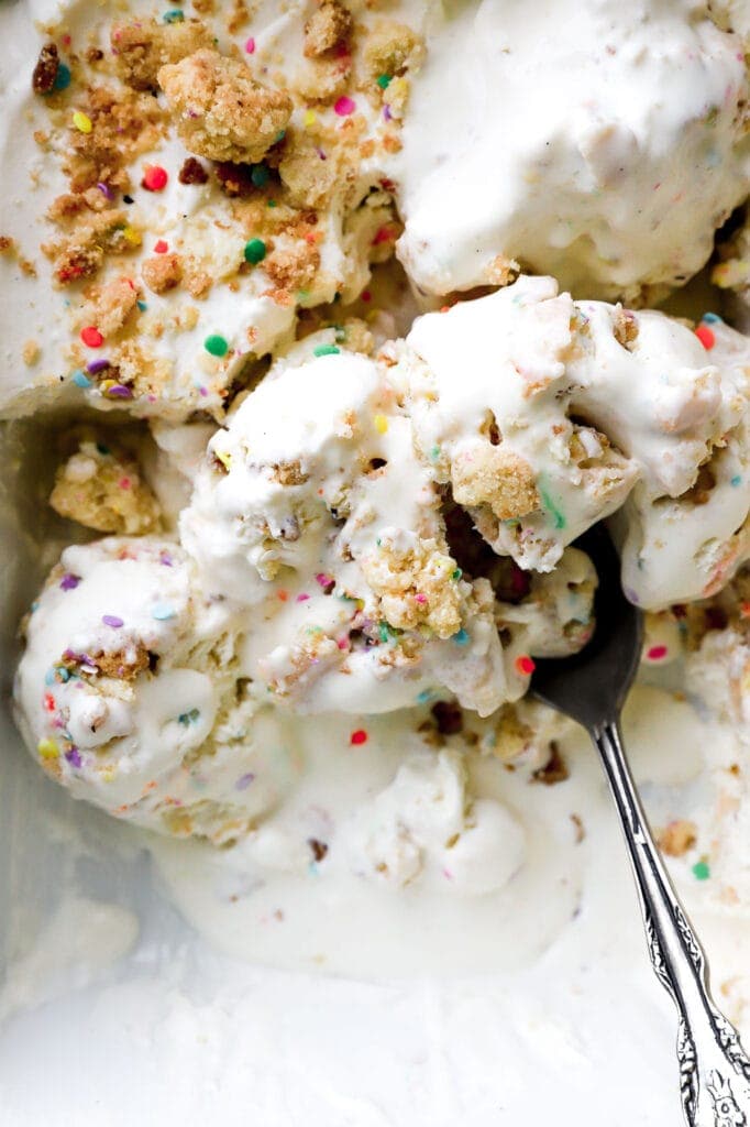 homemade no churn ice cream with sprinkles