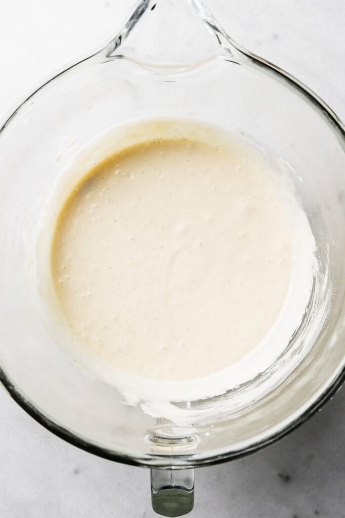 add the eggs and sour cream