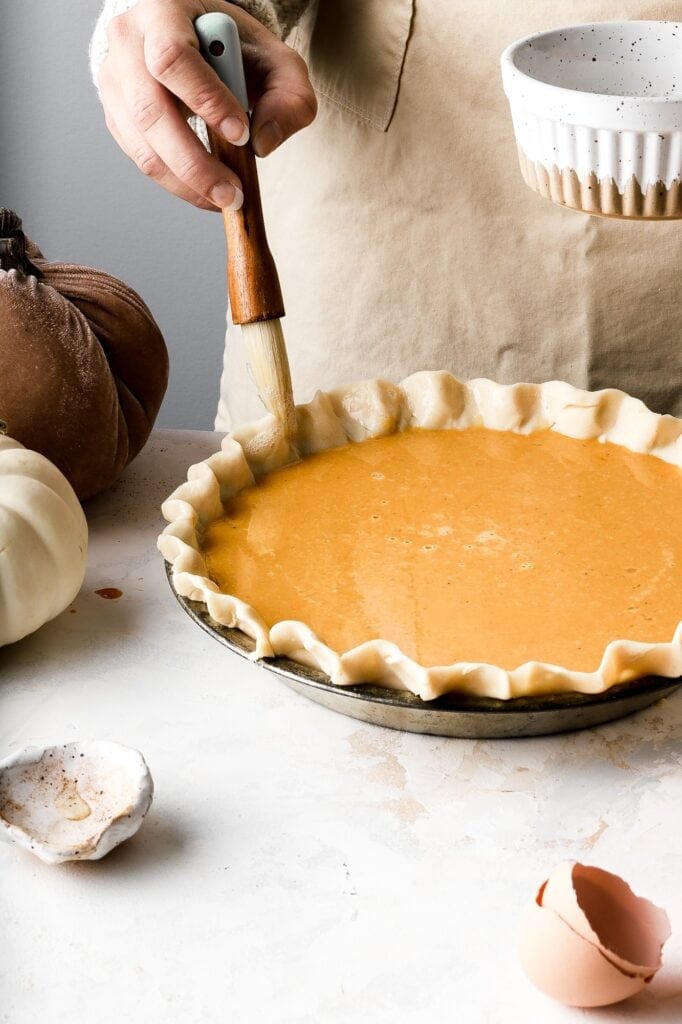 brush the pie crust with egg wash