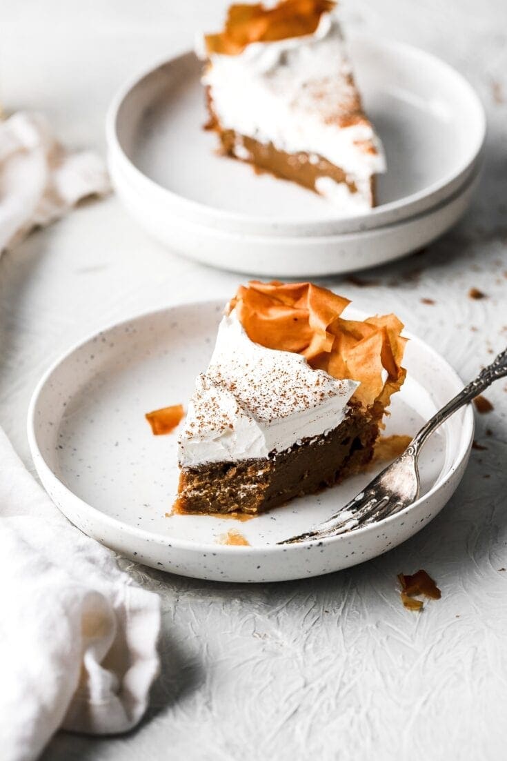 gingerbread pie slice with whipped cream
