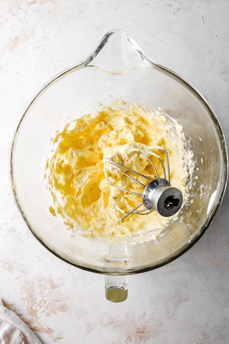 french buttercream in mixer bowl