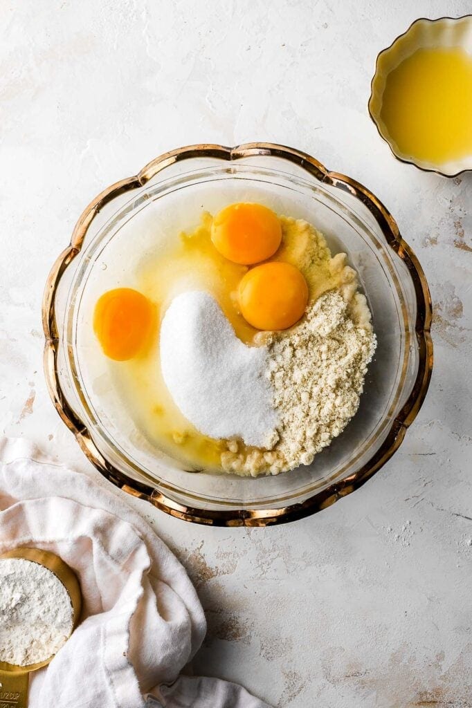 whole egg with sugar and almond flour