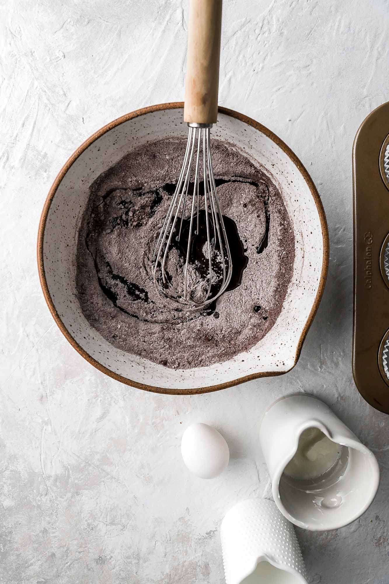 bowl of dry ingredients with oil