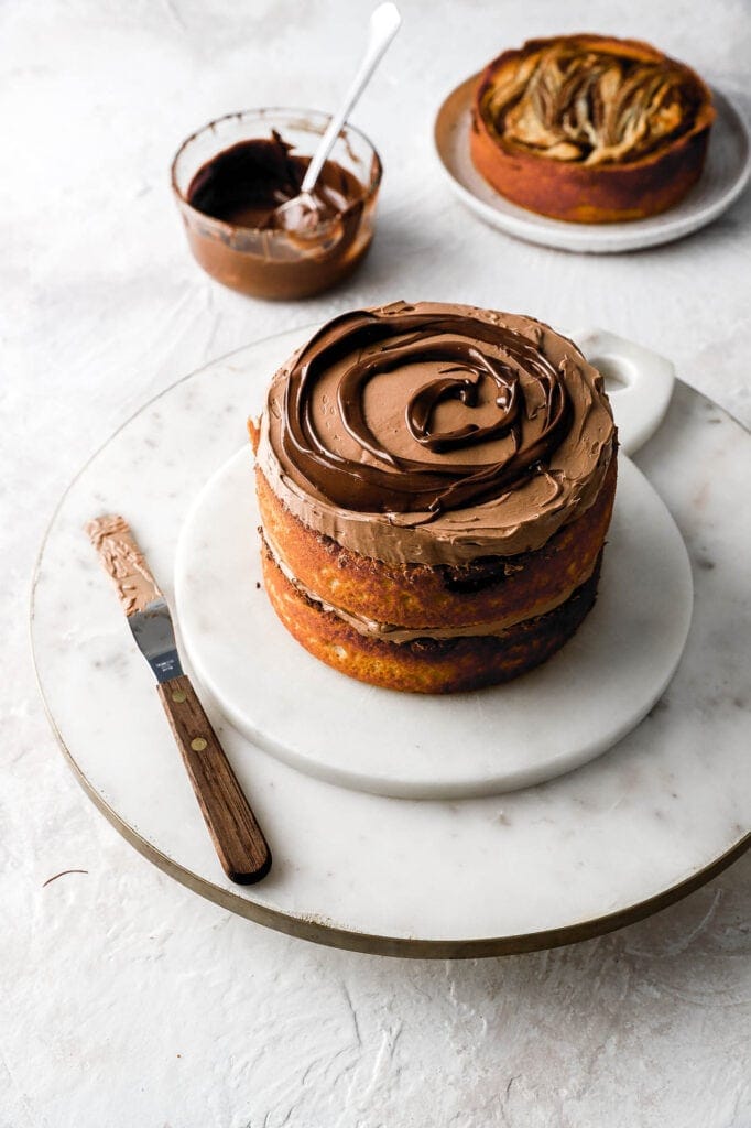nutella swirl on top of nutella frosting