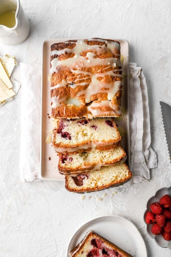 white chocolate and raspberry loaf cake