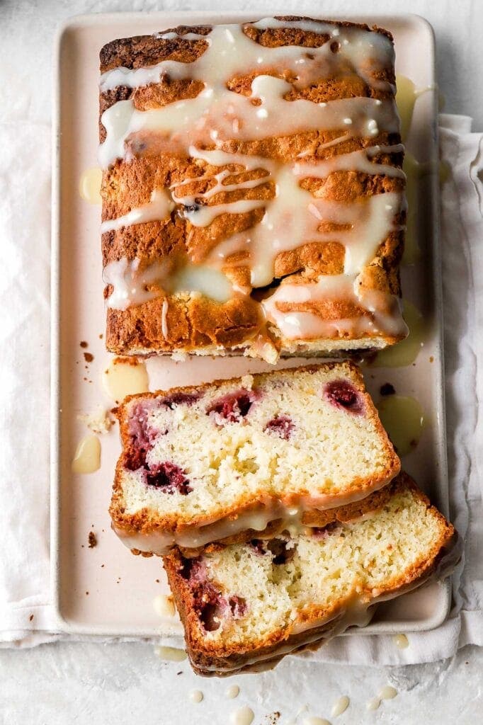 white chocolate and raspberry loaf cake
