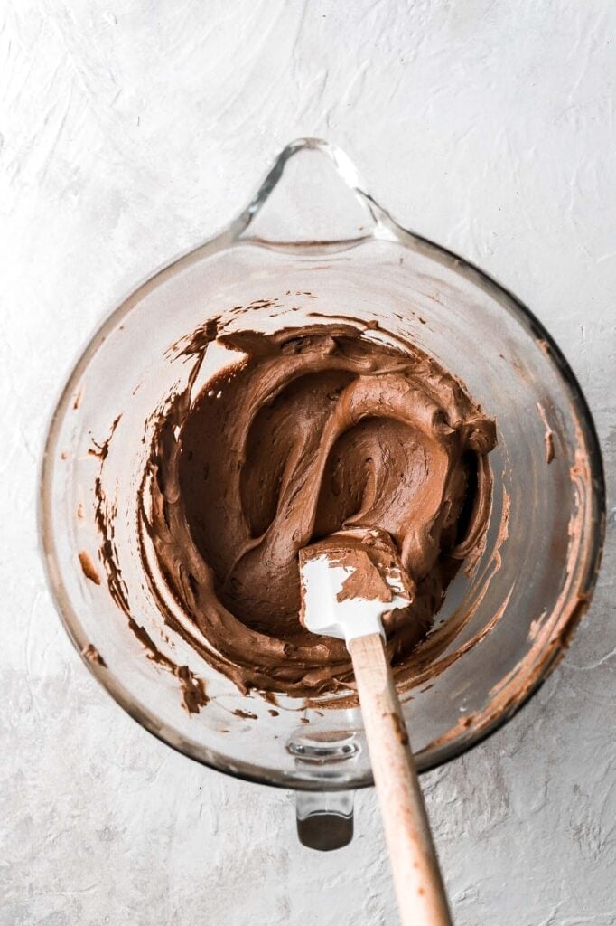 melted chocolate & whipped butter combined