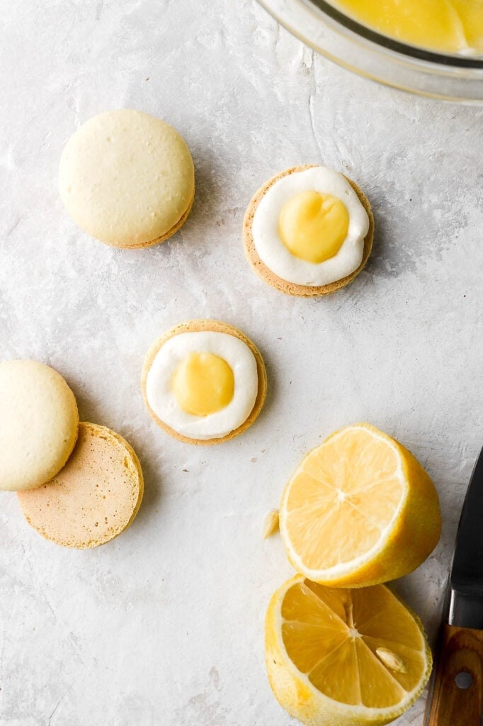 pipe border of cream cheese frosting and fill with lemon curd