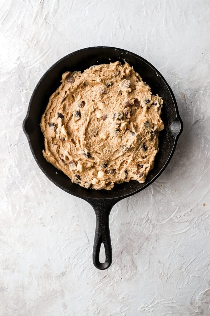 cookie dough in skillet pan