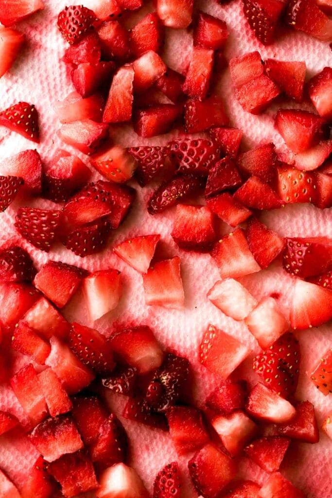 strawberry chunks drying