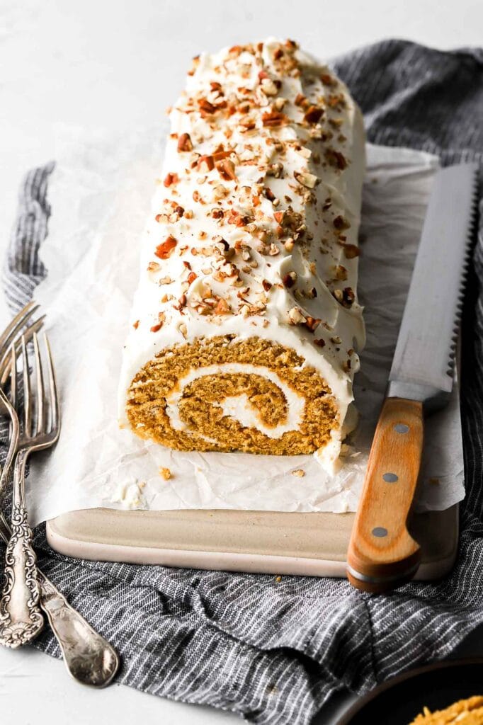 Pumpkin Roll {with Cream Cheese Icing} - Miss in the Kitchen