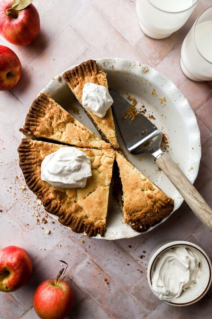 rustic apple pie with whipped cream