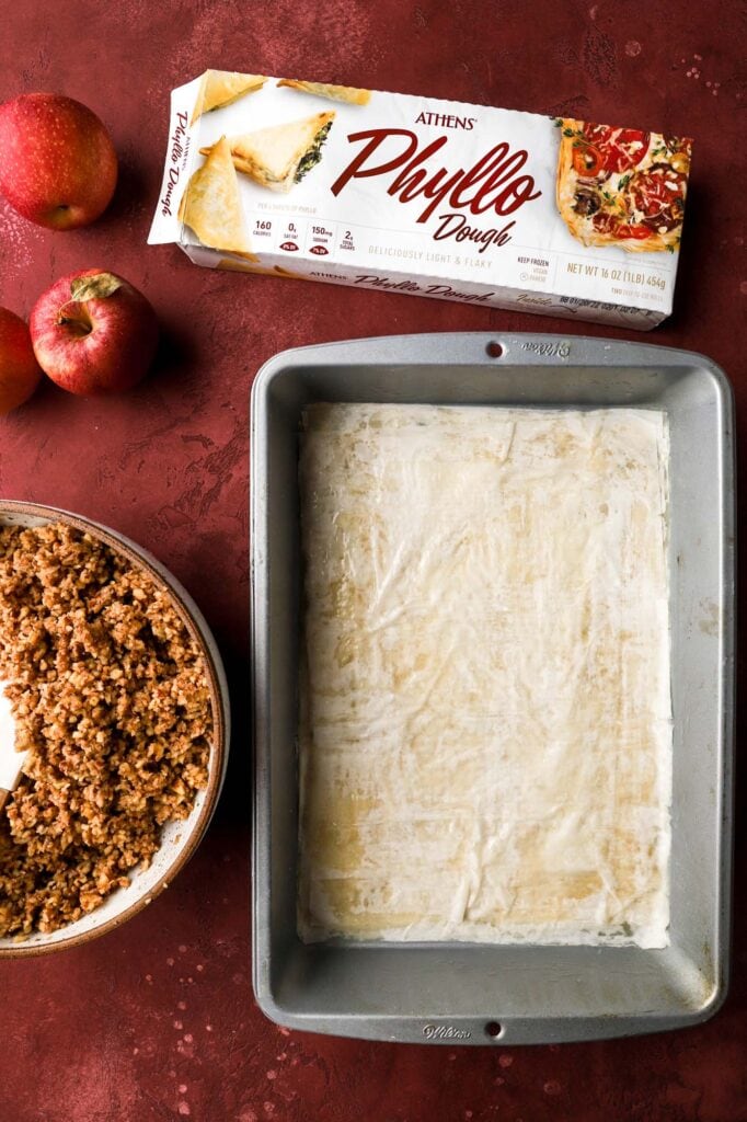 butter up the phyllo dough layers