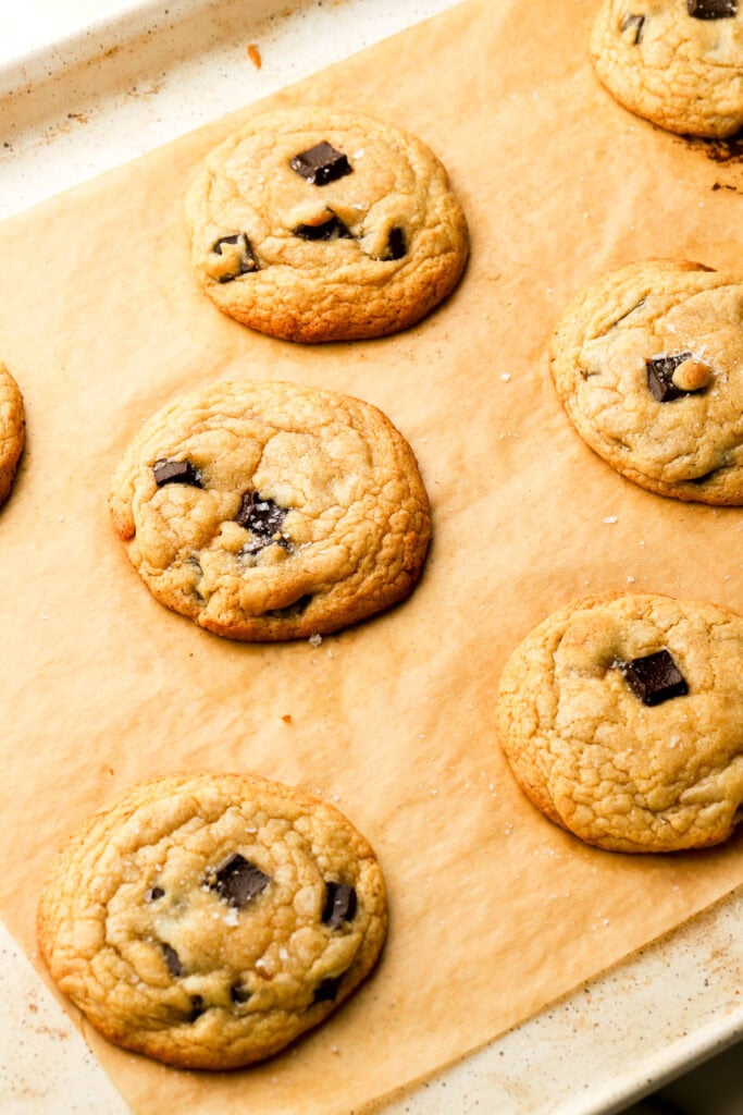 cookies fully baked on cookie sheet