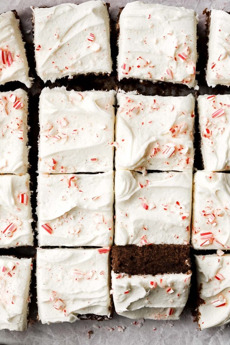 white chocolate peppermint frosting with candy canes