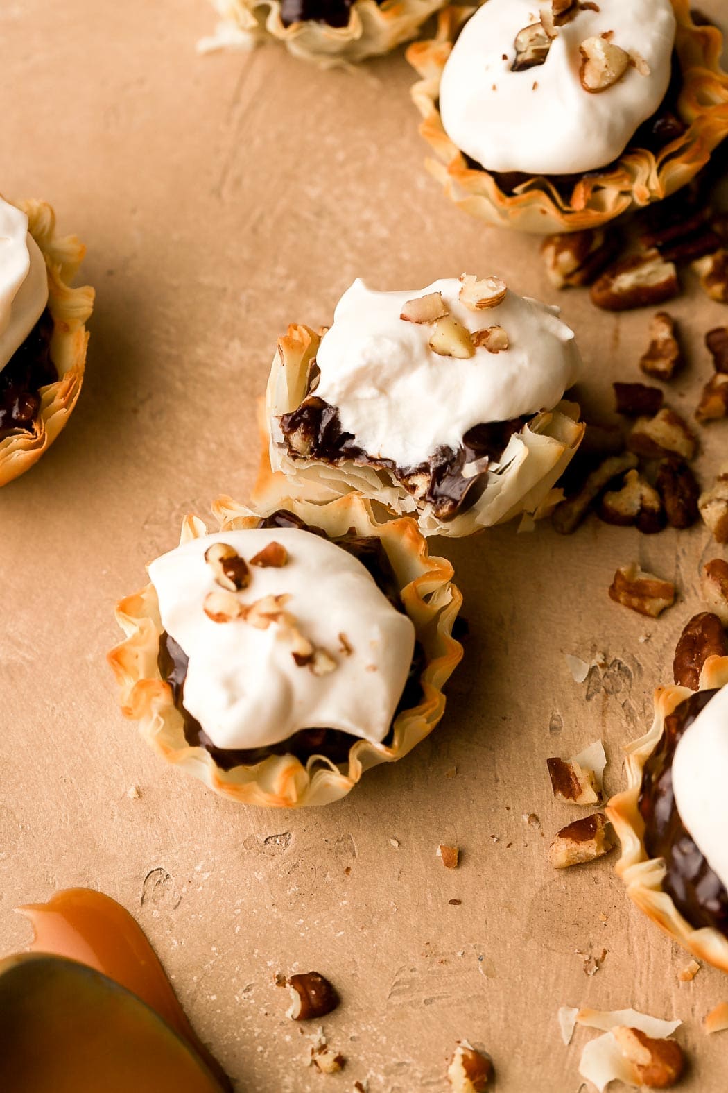 dark chocolate custard phyllo cups - The Baking Fairy