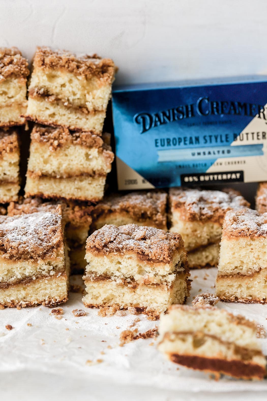 slices of coffee cake with danish creamery butter