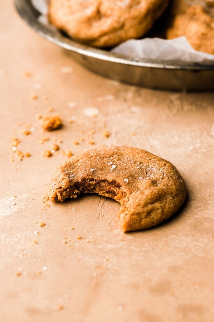 gingerbread snickerdoodles with bite taken out