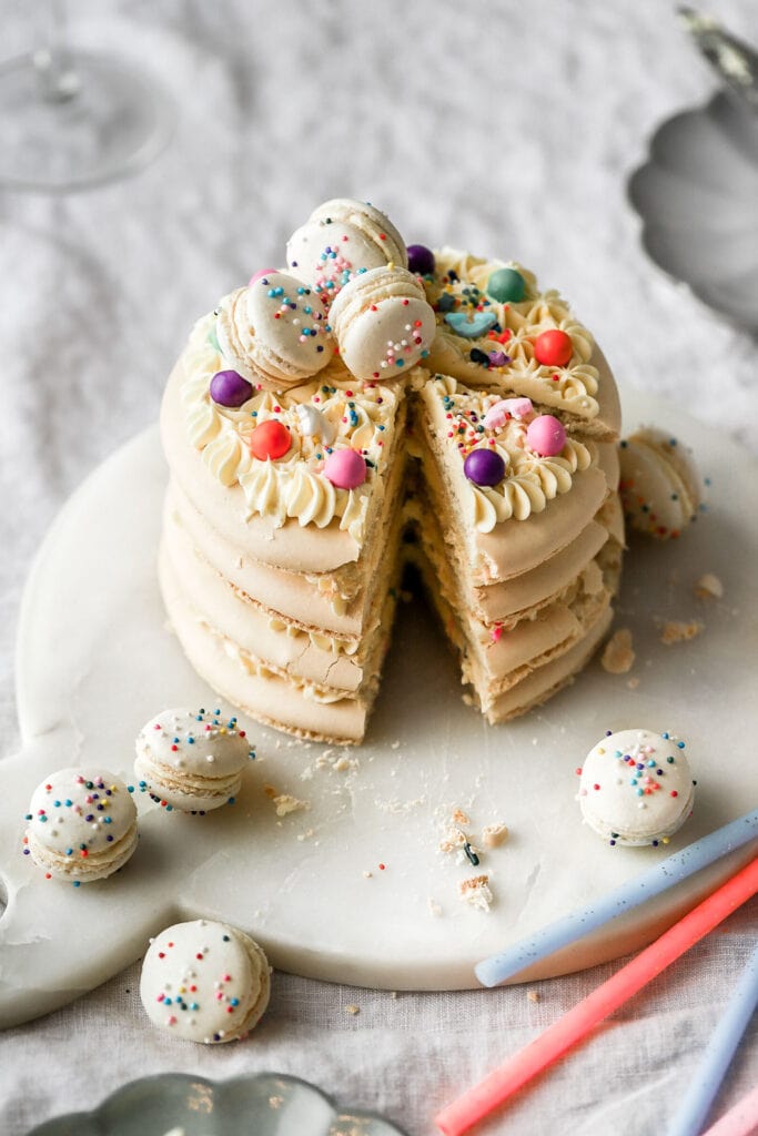 macaron birthday cake