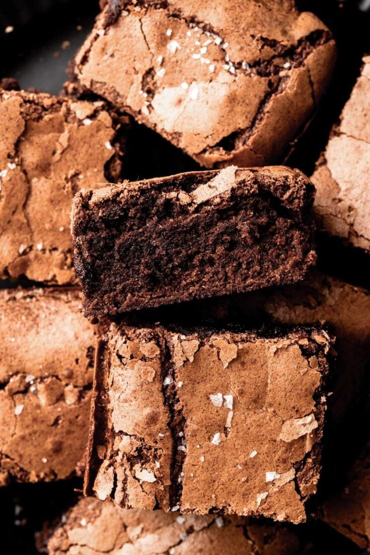 close up texture small batch brownies