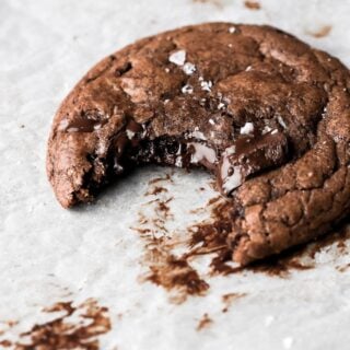 small batch chocolate cookies with bite taken out