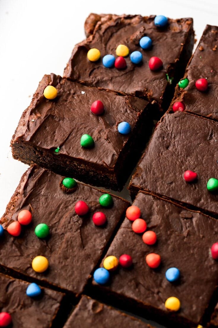 sliced cosmic brownies with sprinkles on top