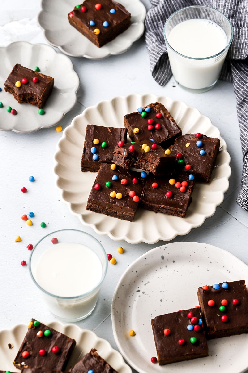 cosmic brownies sliced with milk