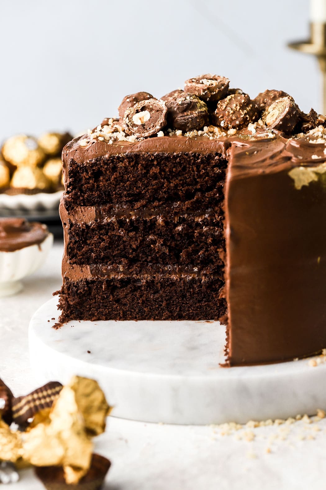 ferrero rocher cake cut open