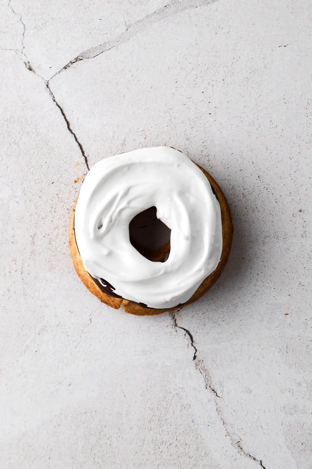 donut topped with homemade marshmallow fluff 