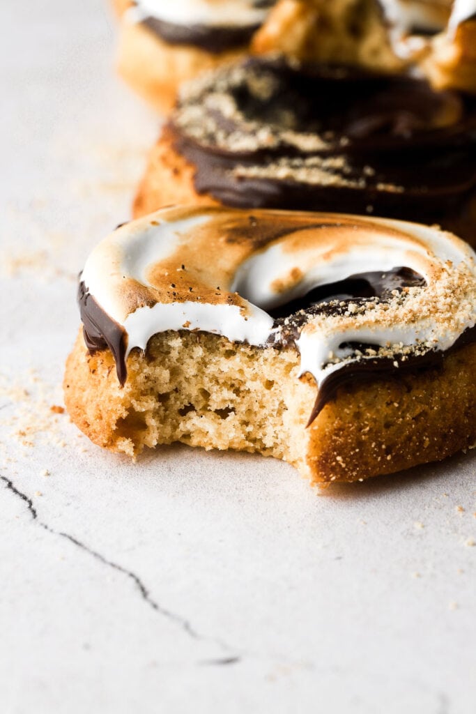 bite out of a s'mores donut