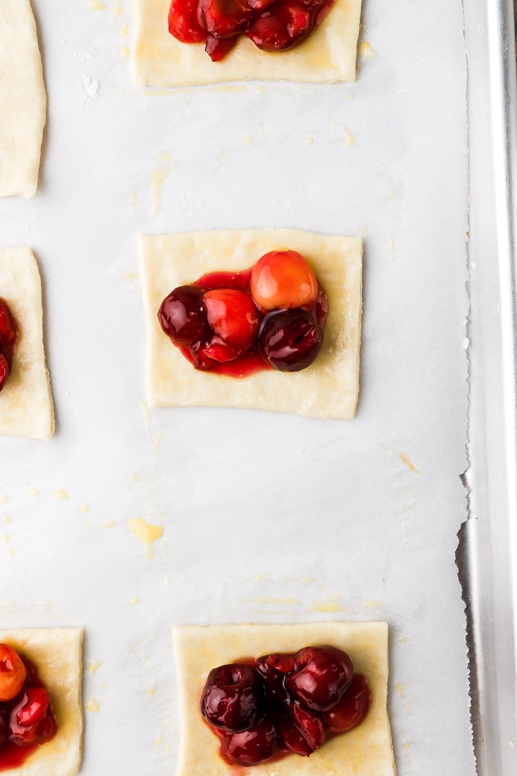 pastry rectangles with cherry filling