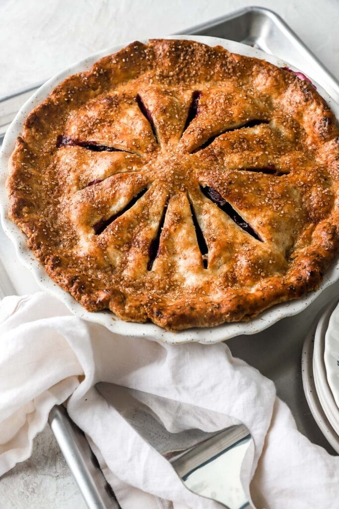 baked pie with top pie crust