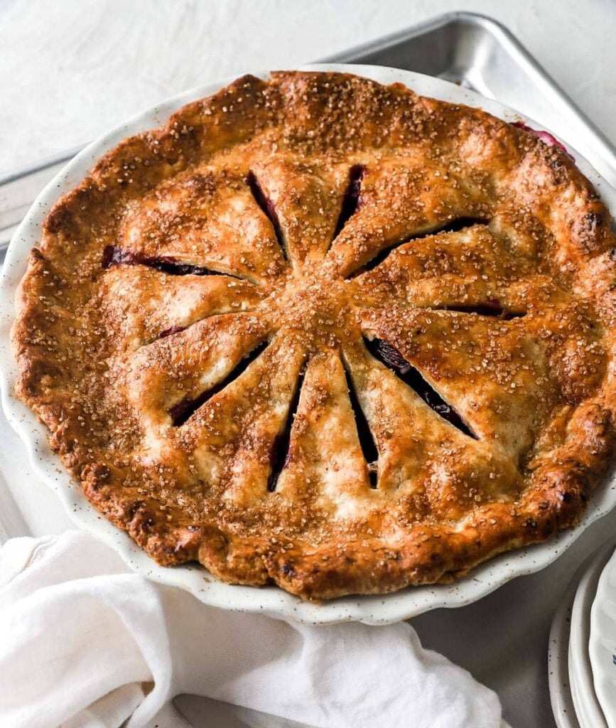 baked pie with top pie crust
