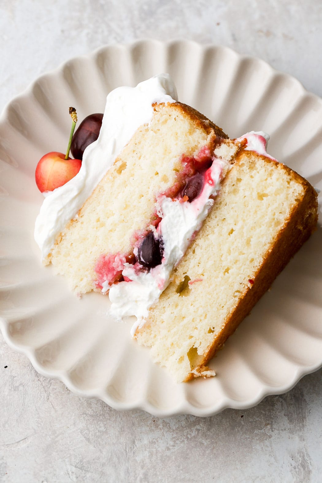 slice of white forest cake