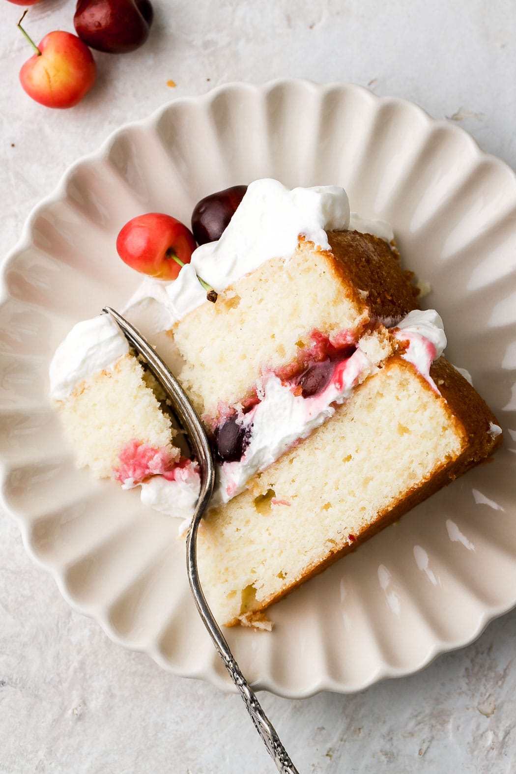 slice of white forest cake