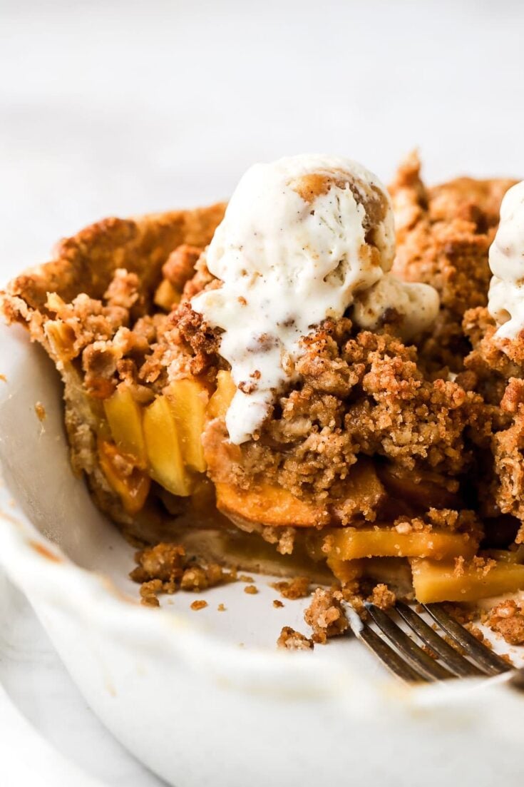 peach mango pie with ice cream