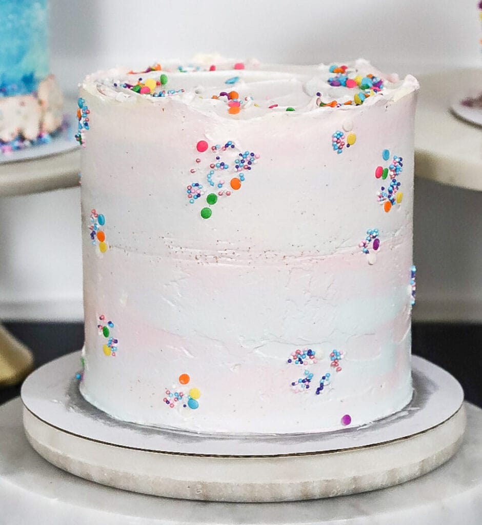 funfetti cake decorated for workshop