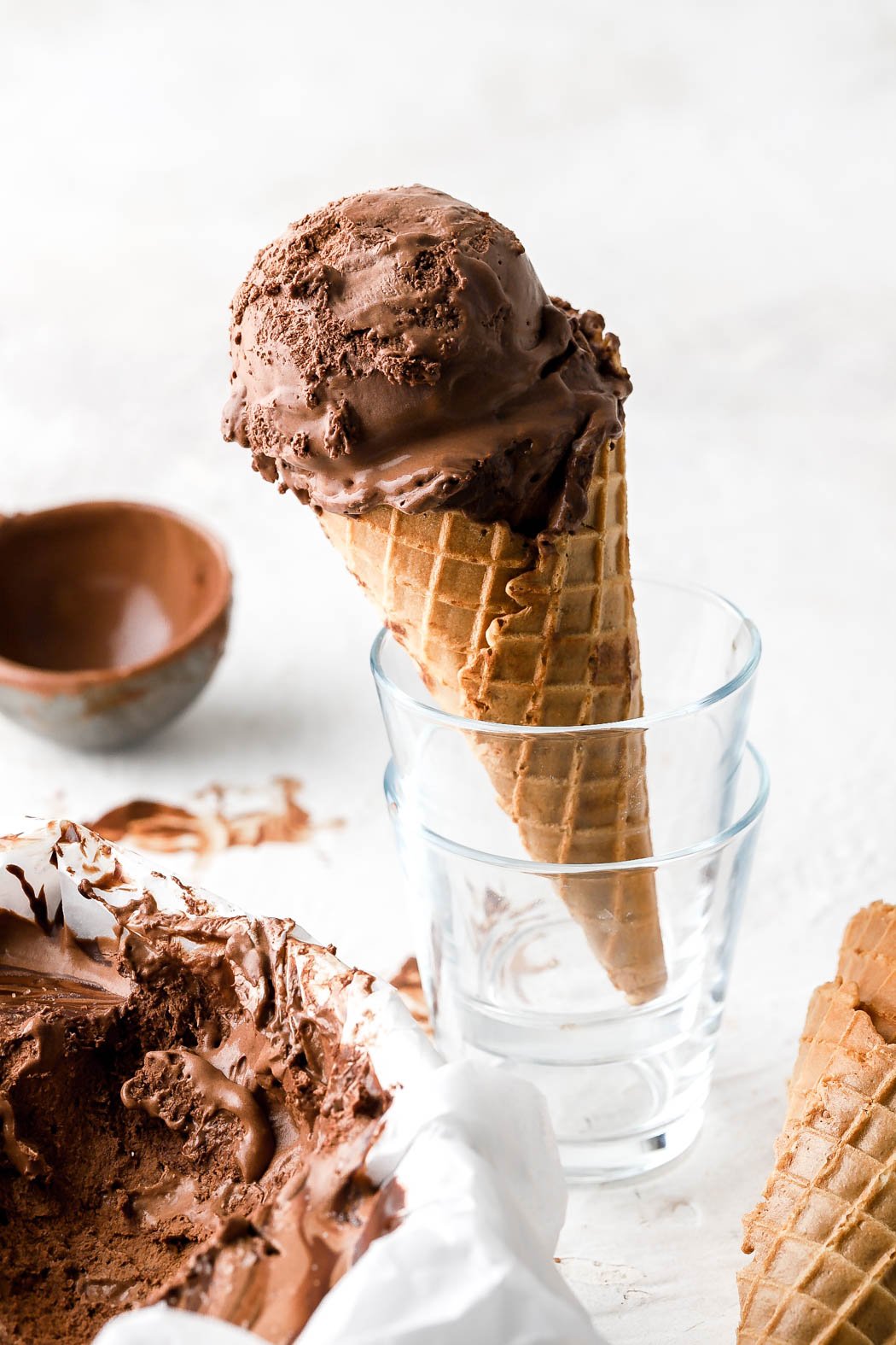dark chocolate ice cream with chocolate ganache swirls