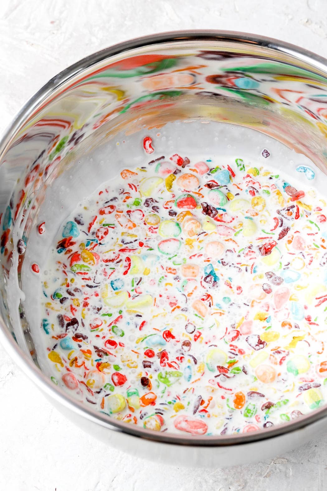 soak fruity pebbles in cream