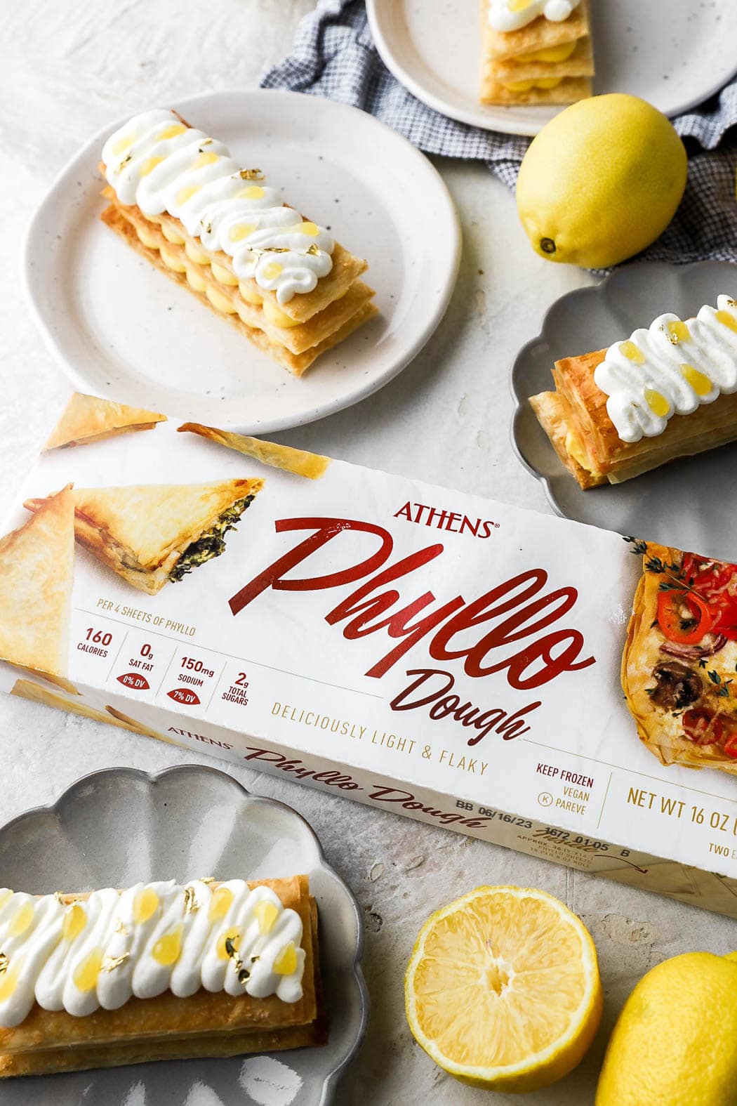 lemon mille feuille with phyllo dough