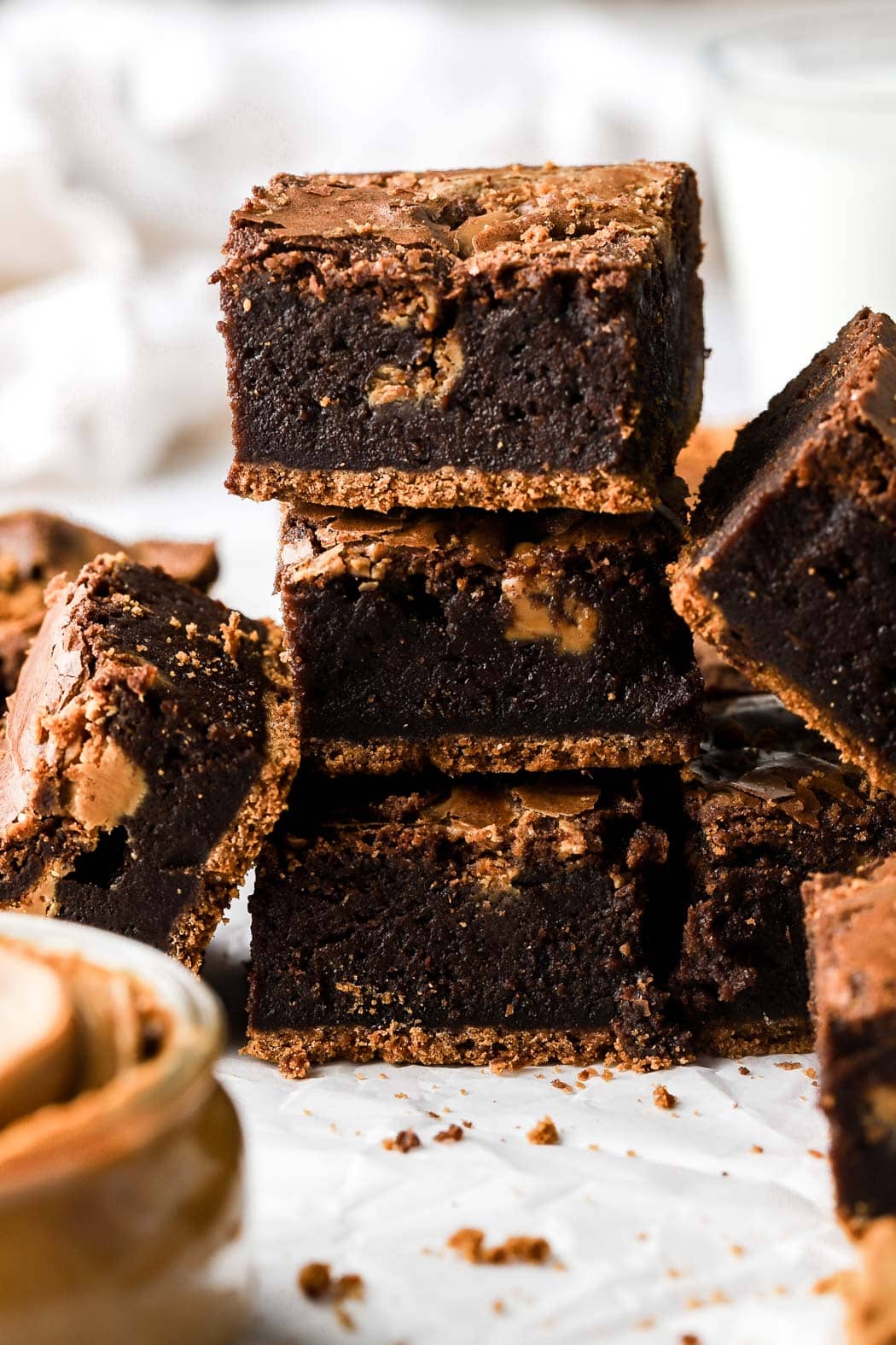 stack of biscoff brownies