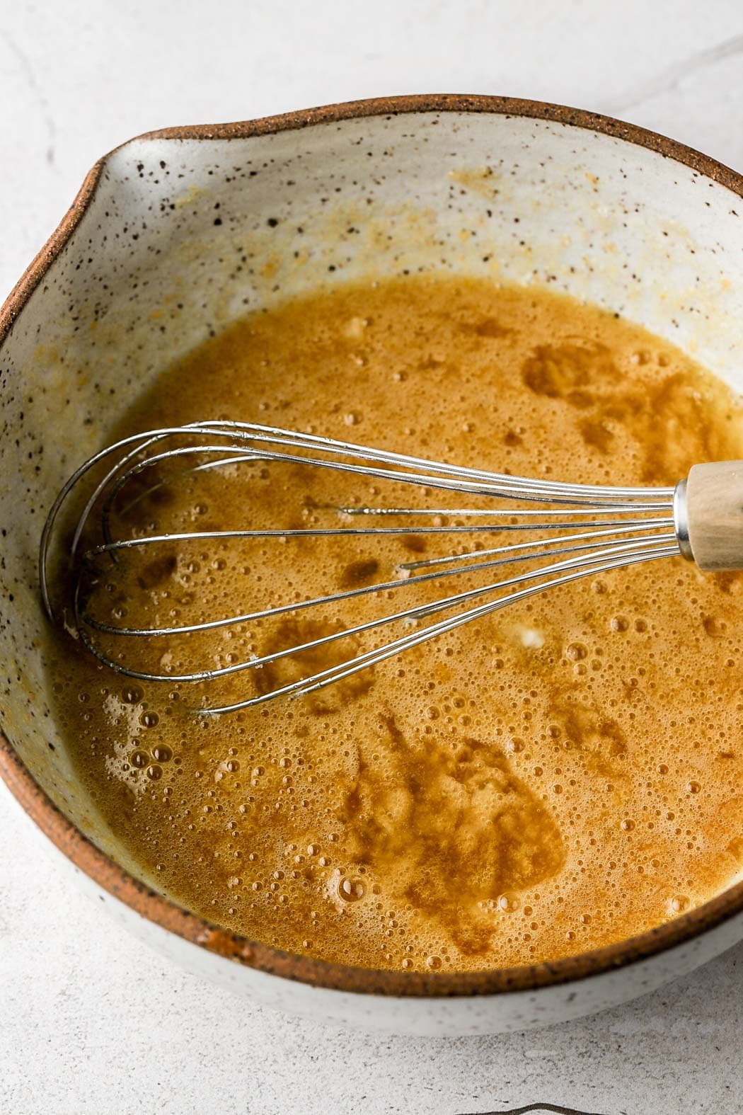 lightly whisk together eggs and sugar