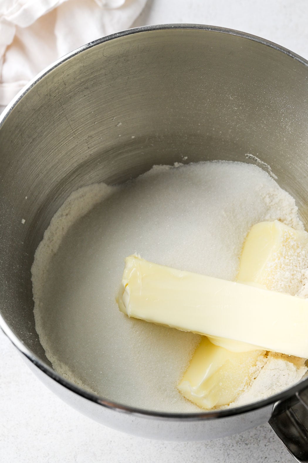 cream butter with dry ingredients