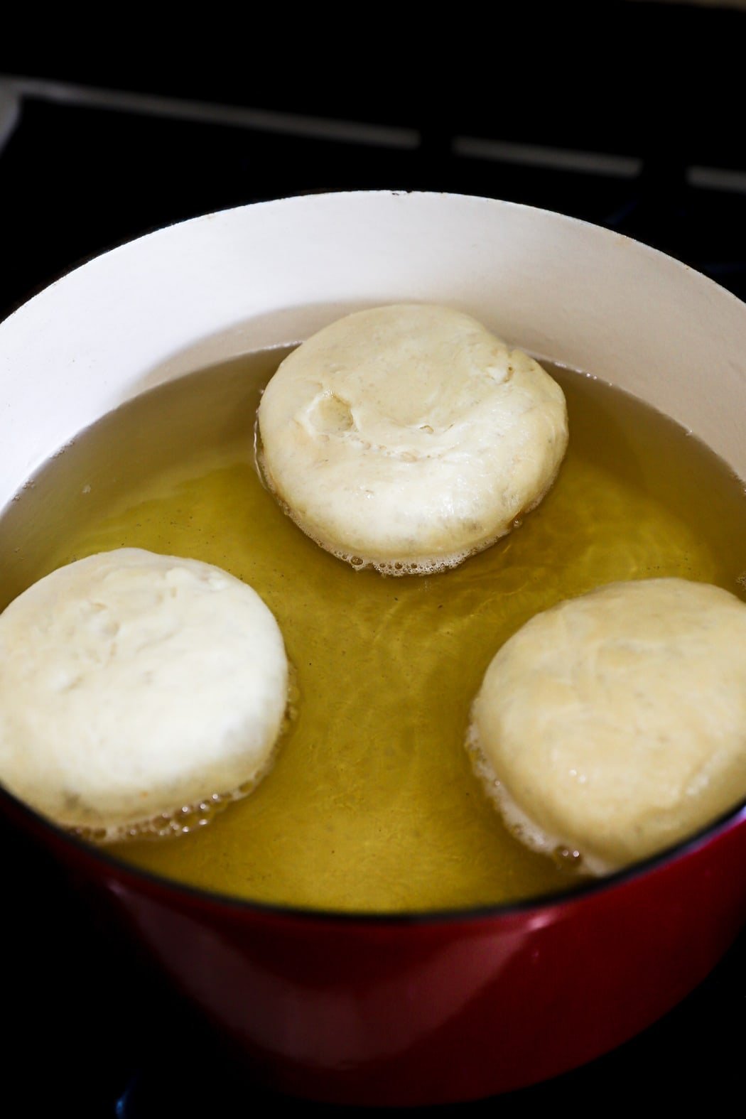 brioche donuts frying