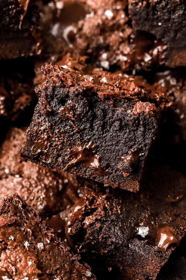 fudgey brownies with dark chocolate puddles